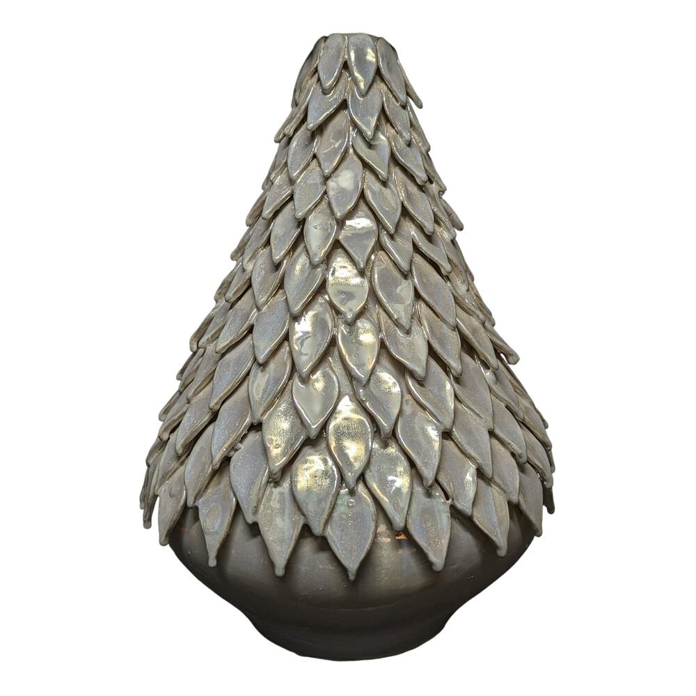 Sagebrook Home Pearlescent Petal Table Vase 16.5" NWT Tree Heavy Ceramic Decor